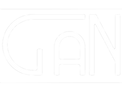 A minimalist white typographic wall art piece featuring the word 'GAN' in a bold, rounded sans-serif font on a white background.